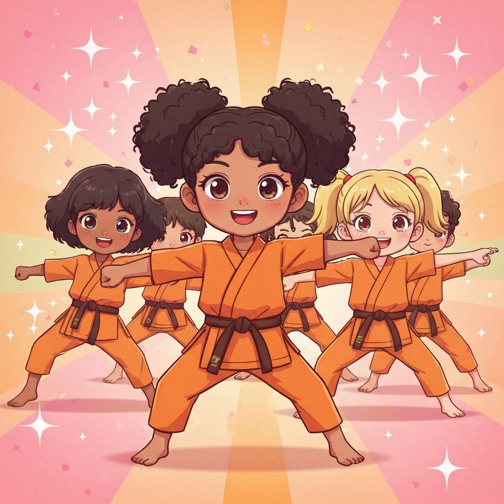 Girls practicing martial arts together