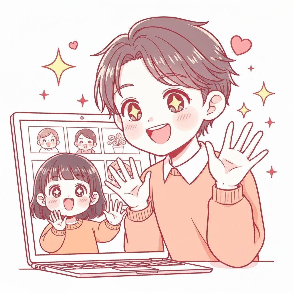 Parent and child on a video call orientation